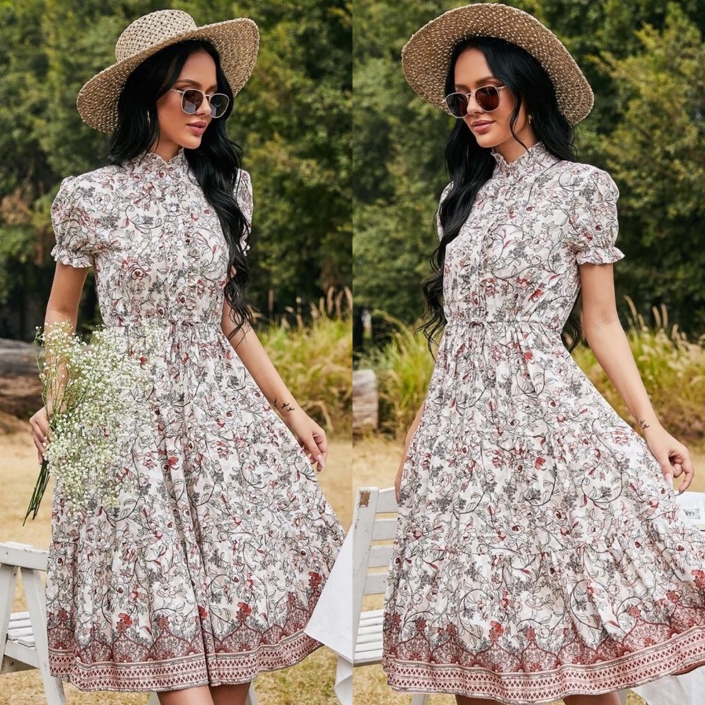 Boho floral print modo dress - Picture 3 of 3